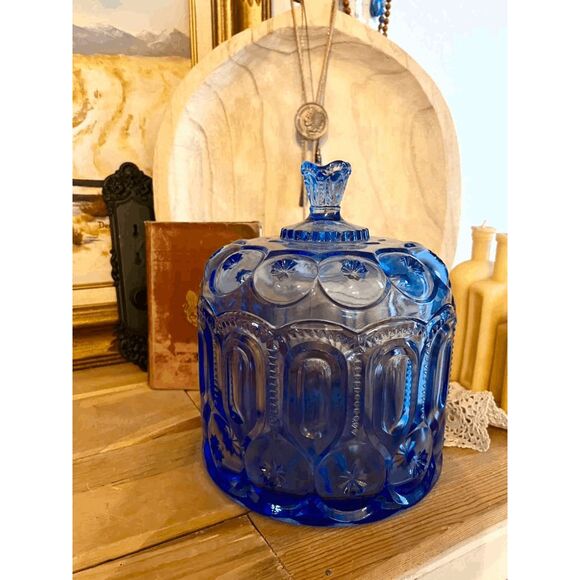 L.E. Smith Mould Weishar Moon and Star Glass Crystal Kimberlite Large Jardiniere - Picture 4 of 7